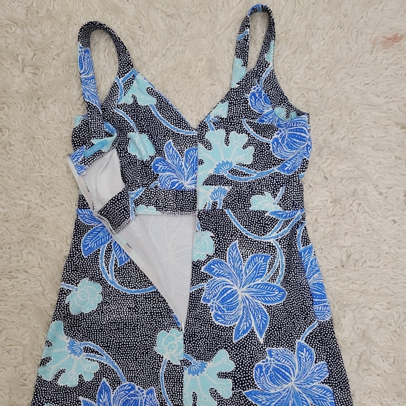 J Mclaughlin Maxi Summer Dress Sz XS Blue Floral - Picture 8 of 9